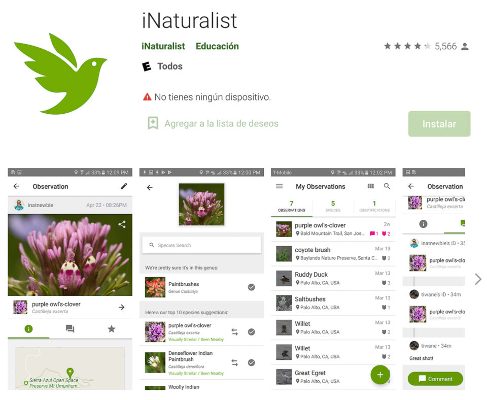 APP iNaturalist para Androide